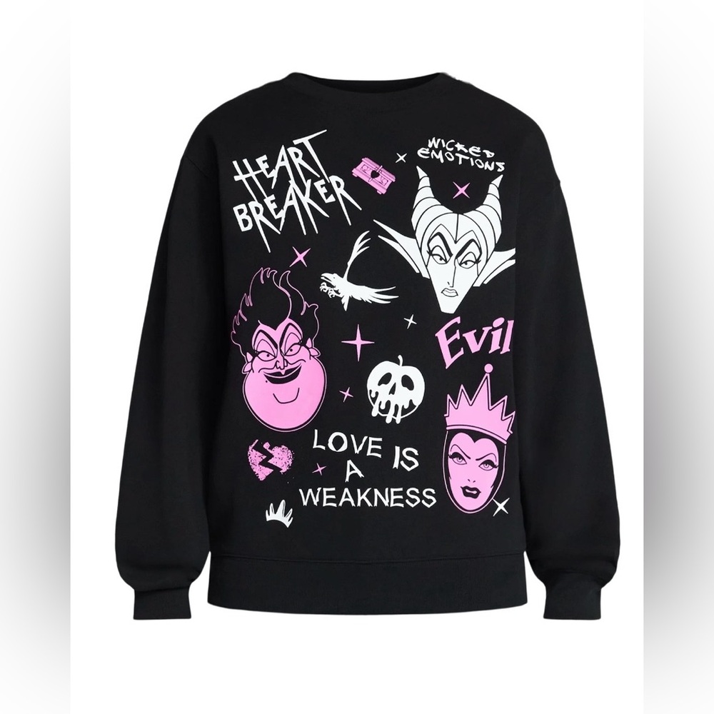 Disney Villains Women's Graphic Sweatshirt Black size Large New without tag - Picture 2 of 4